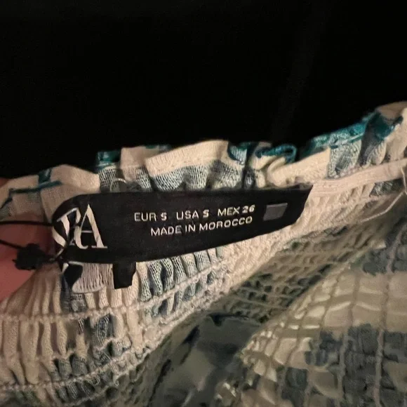 Zara linen blend floral print dress green floral small New with tags - Picture 5 of 5